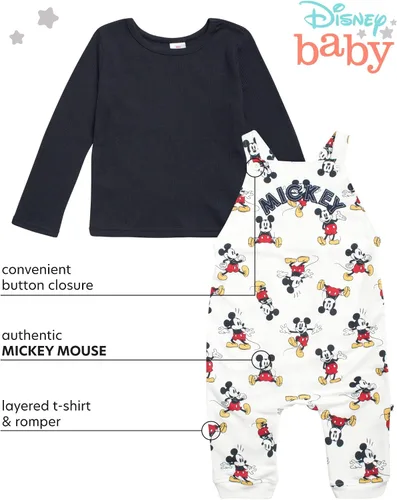 Vista 2 de Disney Conjunto de pijama de Mickey Mouse para bebé 2 piezas y camisa de manga larga