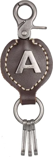 Vista 3 de Leather Keychain For Men, Single Letter Alphabet with Easy Clasp