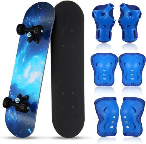 Vista 36 de Honoson Juego de 7 piezas de rodilleras, coderas y muñequeras para patinetas para principiantes y niños pequeños