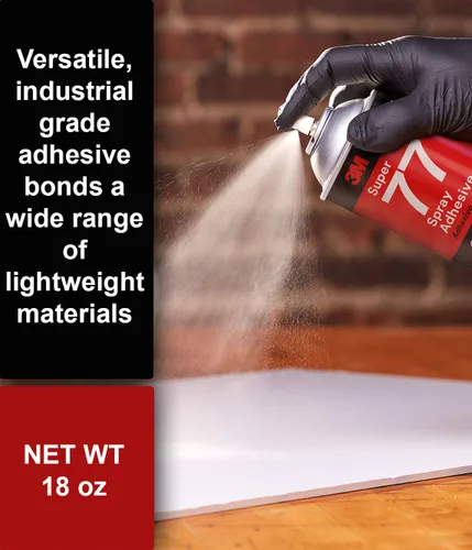 Vista 6 de Paquete de adhesivo en aerosol 3M Hi-Strength 90 CA, bajo contenido de compuestos orgánicos volátiles (COV), permanente + 3M Super 77, pegamento