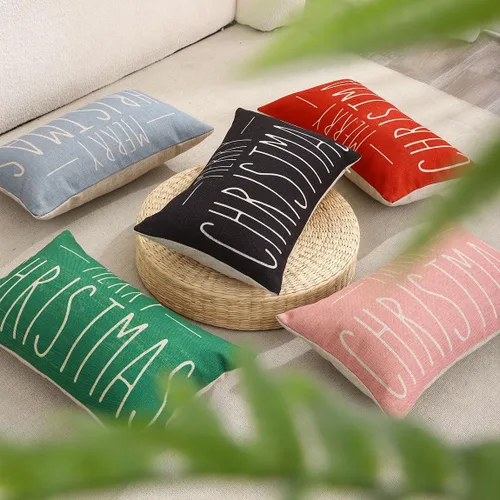 Vista 9 de TRENDIN PL1064TR - Funda de almohada navideña de 12 x 20 pulgadas, decoración de Navidad, de lino, rectangular, decorativa, lumbar, para cintura, 12