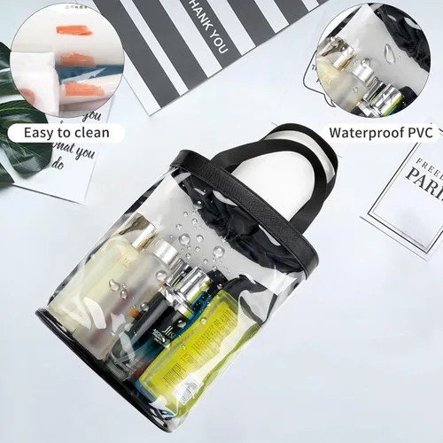 Vista 2 de Bolsas de maquillaje transparentes, bolsa de aseo aprobada por la TSA para viajes, bolsa de viaje transparente para artículos de tocador