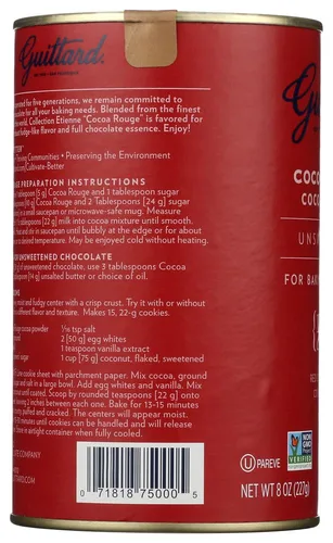 Vista 2 de E Guittard Cacao en Polvo, Cacao Holandés Rouge Red Sin Azúcar, Lata de 8 oz