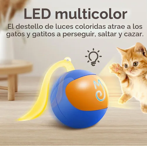 Vista 7 de Migipaws Juego de juguetes interactivos para gatos, rastreador divertido, bola de persecución automática con cola esponjosa, un pequeño ratón Azul
