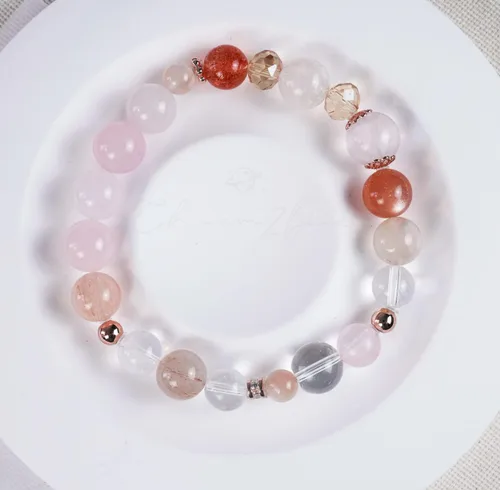 Vista 114 de Precious Gemstone Natural Crystal Healing Bracelet, Rutilated Quartz, Moonstone, Quartz Handmade Original Design Bracelet