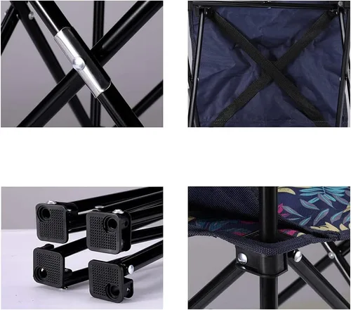 Vista 7 de Silla de camping plegable portátil para exteriores, capacidad de 330 libras con respaldo