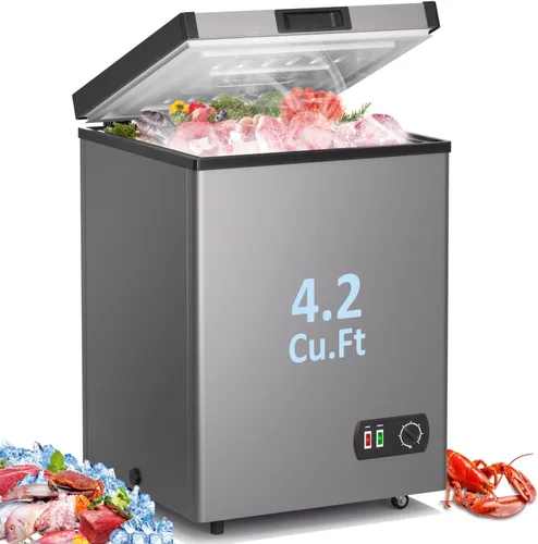 Vista 8 de LifePlus Congelador de 4,2 pies cúbicos - Congelador compacto profundo con enfriamiento rápido de 7 ajustes de temperatura, polea conveniente