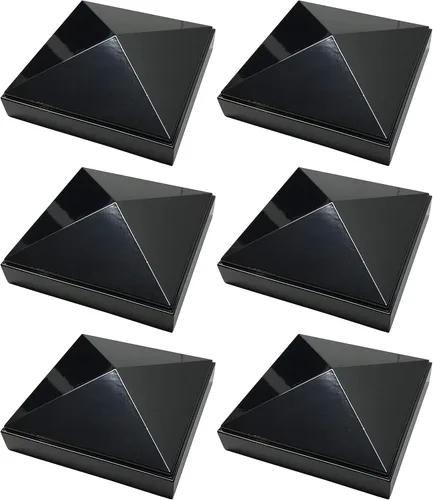Vista 17 de Tapa de poste de pirámide de aluminio de 2 x 2 pulgadas para postes de metal, ajuste a presión, color negro con recubrimiento en polvo, resistente