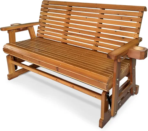 Vista 13 de Hamaca de patio Fortune Candy con portavasos, alta parte posterior enrollada y asiento perfilado profundo, resistente de 800 libras (Negro, 2 plazas)