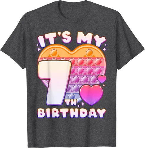 Vista 25 de Pop-it Birthday Girl 7 años de edad, Push it Pop Fidget Bubble Camiseta, Negro