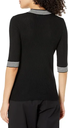 Vista 5 de The Drop Winona Suéter acanalado con cuello alto a rayas para mujer