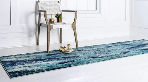 Vista 2 de Unique Loom Jardin Collection - Alfombra para múltiples áreas, abstracta, vibrante., Polipropileno, Azul