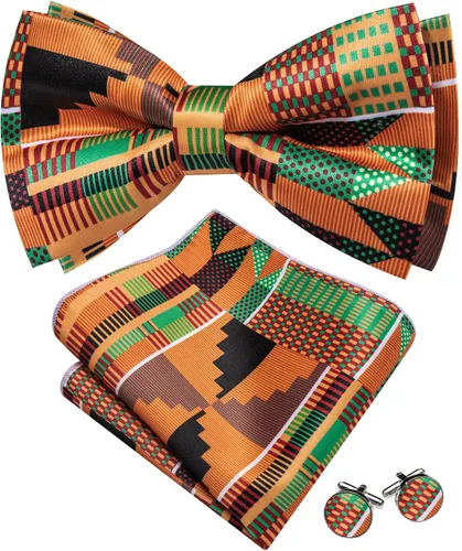 Vista 78 de Barry.Wang Pajarita de Rayas Paisley para Hombre de Seda Preatada Pañuelo de Bolsillo Gemelos Juego Formal Boda Fiesta Graduación