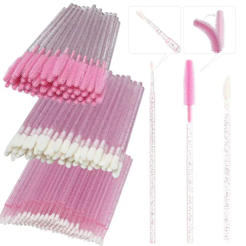 Vista 19 de Kit de suministros para extensión de pestañas de 300 piezas, cepillos desechables para pestañas, micro hisopos, varitas para máscara, cepillos