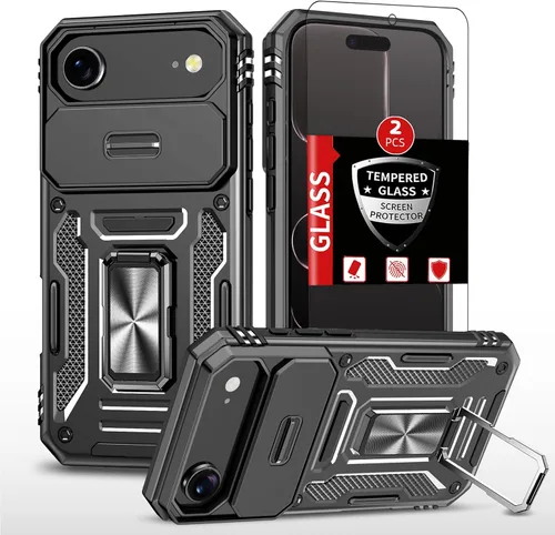 Vista 22 de Funda para iPhone 12 Pro Max con 2 protectores de pantalla, cubierta deslizante integrada para cámara para 12Pro Max, funda para teléfono