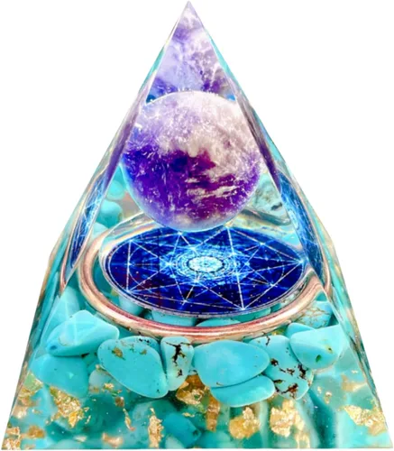 Vista 18 de Generador de energía de pirámide de orgón, amatista natural y obsidiana pirámides curativas de cristal de orgonita para reducir el estrés