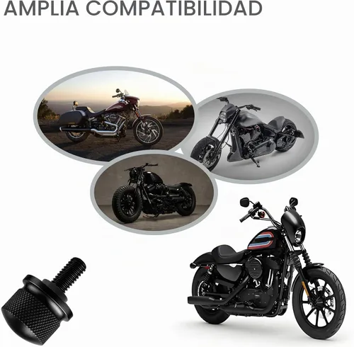 Vista 7 de Tornillo de perno de asiento de aleación de aluminio negro adecuado para Harley Davidson 1996-2024 (1 perno)