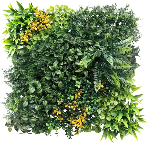 Vista 18 de E&K Panel de valla de plantas artificiales de 20 x 20 pulgadas, hojas sintéticas, césped, panel de privacidad para interiores y exteriores