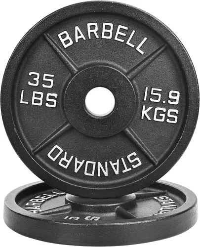 Vista 8 de Fitvids 2-Inch Olympic Cast Iron Weight Plate for Strength Training & Weightlifting, Multiple Sizes