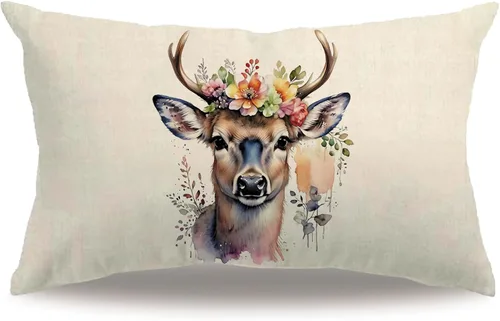 Vista 15 de Fundas de almohada con diseño de animales, 18 x 18 pulgadas, diseño de ardillas florales, acuarela, vida silvestre, diseño de flores, temporada