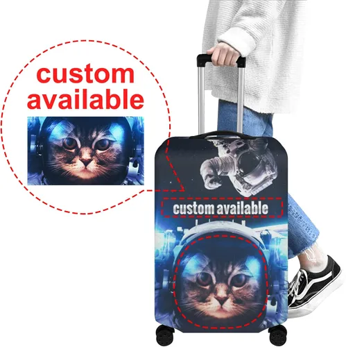 Vista 2 de POPCUSTOMS Funda de equipaje de viaje personalizada, protector de equipaje personalizado para maleta de mascota, funda de equipaje lavable, texto