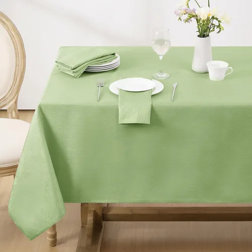 Vista 14 de Softalker Mantel rectangular de jacquard, diseño de remolinos, impermeable, resistente a las manchas, sin arrugas, tela de gran peso para Beige