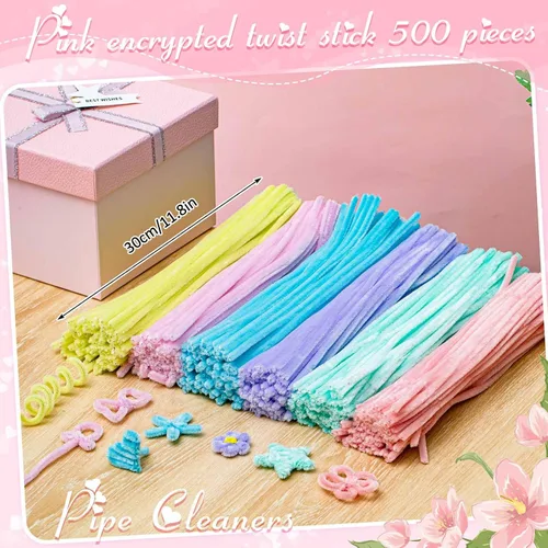 Vista 2 de Peryiter - Paquete de 500 limpiapipas para manualidades, macaron, 12 Macarrón