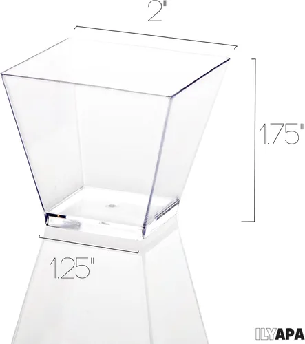 Vista 2 de Mini tazas de postre de plástico, 2 onzas, vasos individuales de chupito para postres de chocolate y más, Transparente