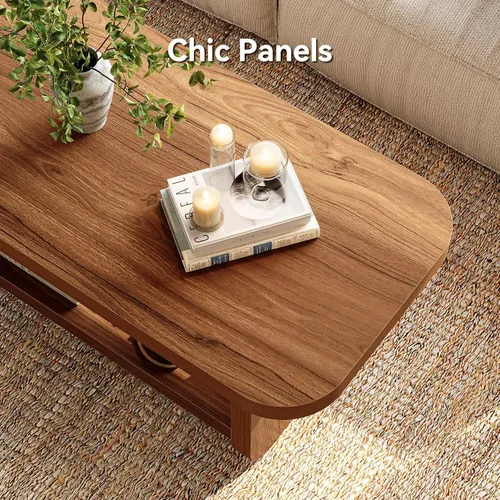 Vista 12 de LITTLE TREE Mesa auxiliar de madera, mesa central de 47.2 pulgadas con almacenamiento, mesas rectangulares modernas de granja para sala de estar
