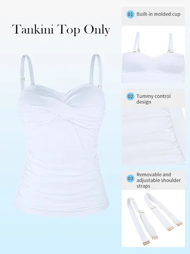 Vista 6 de RELLECIGA Top tankini fruncido para mujer