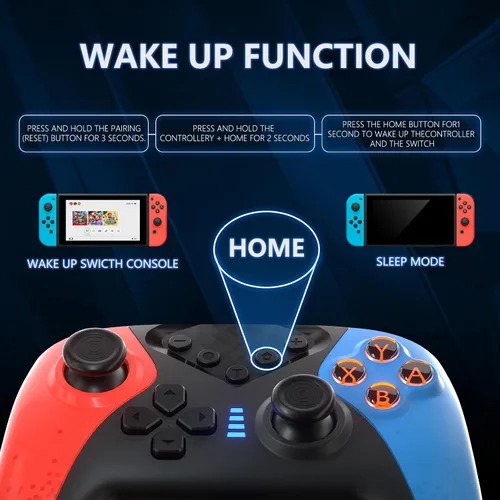 Vista 7 de Controlador de interruptor para Nintendo Switch, controlador Switch Pro para control remoto inalámbrico SwitchSwitch Lite con doble vibración, eje