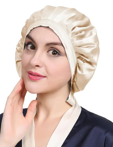 Vista 11 de LilySilk Gorro 100% de seda de morera, gorro de seda para dormir, ajustable para dormir, Verde aguacate