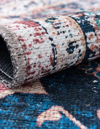 Vista 6 de Unique Loom Yara Collection - Alfombra de área - Aramis (2' x 3' 1" Rectángulo, azul marino/beige)