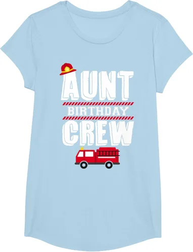 Vista 20 de Aunt Birthday Crew Fire Truck Fireman - Camiseta para fiesta de acogida, Negro, S