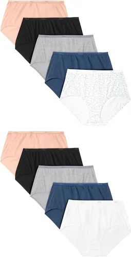 Vista 8 de Hanes Paquete de ropa interior para mujer, paquete de 10, bragas de mezcla de algodón de cobertura completa, ropa interior que absorbe la humedad