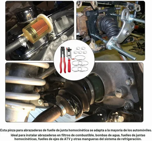Vista 8 de Alicates de abrazadera de arranque de eje de junta CV, 12 unidades con kit de abrazaderas de arranque CV, 10 bandas de crimpado, extensión tipo