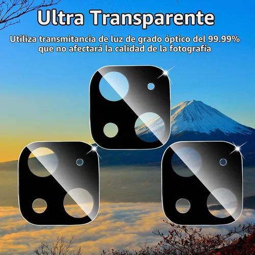 Vista 3 de Dengduoduo Paquete de 3 protectores de lente de cámara para iPhone 13 de 6.1" y iPhone 13 Mini de 5.4", vidrio templado, Ultra HD, dureza 9H Todo