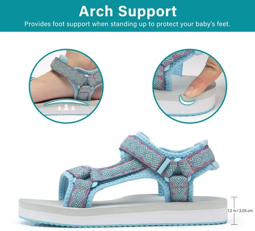 Vista 5 de MRUILINE Boys Girls Sandals Kids Water Sandals with Arch Support Yoga Mat Insoles Walking Sandals