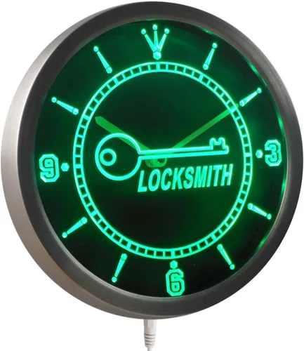 Vista 3 de ADVPRO nc0316-b Reloj de pared LED con letrero de neón para propietario de cerrajería