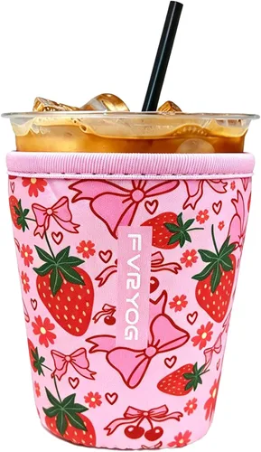Vista 205 de Reusable Insulated Neoprene Iced Coffee Sleeves for Iced Coffee Cups, Coffee Coolies sleeves for Iced & Hot Drinks