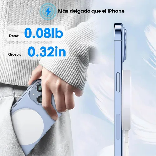 Vista 7 de Cargador inalámbrico magnético de 10 pies Apple Fast Mag-Safe, con 15 W USB C de carga rápida PD bloque para iPhone 16/16 Plus/16 Pro/Pro Max/iPhone