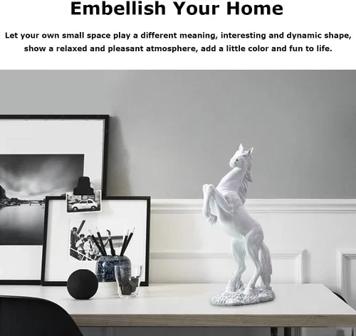 Vista 4 de Diyeeni Figura de caballo, estatua de resina trenzada con significado de éxito, escultura moderna para decoración de escritorio, adecuado