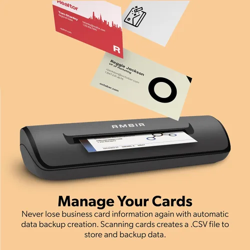 Vista 2 de Ambir Escáner de tarjetas de visita ImageScan Pro 667 con tarjeta de visita AmbirScan para PC con Windows y MAC