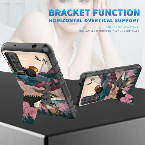Vista 122 de Funda para AT&T Maestro Max 2021/Cricket Ovation 2 con protector de pantalla de vidrio templado, funda resistente con función atril integrada