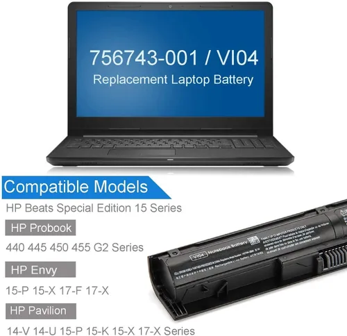 Vista 2 de DMKAOLLK 756743-001 VI04 756745-001 756744-001 756478-851 756478-421 Batería para portátil HP ProBook 450 G2 450 G3 440 G2 Envy 14 15 15 1 Serie 7