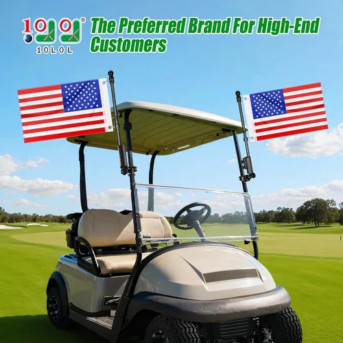Vista 2 de 10L0L Soporte para bandera de carrito de golf, kit de asta de bandera para Yamaha Club Car DS/Precedent y EZGO TXT/RXV, bandera de Estados Unidos