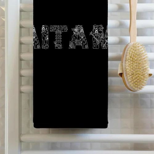 Vista 2 de 3dRose Saitama Decorative Text - White on Black 15x22 Hand Towel