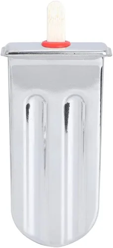 Vista 8 de Molde de paletas de acero inoxidable, moldes para paletas de hielo con estante, 55 palitos de bambú, cepillo de limpieza, 10 bolsas de burbujas (A)