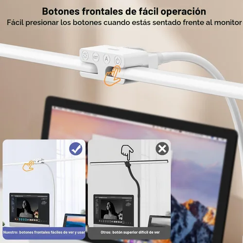 Vista 3 de EppieBasic Lámpara de escritorio LED, luz de escritorio de doble cabezal de 24 W, lámpara de mesa de trabajo de abrazadera de arquitecto, lámparas