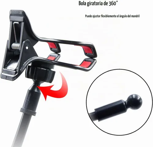 Vista 3 de Soporte para teléfono celular, soporte perezoso universal para teléfono móvil, clip de brazo largo de cuello de cisne flexible (negro)